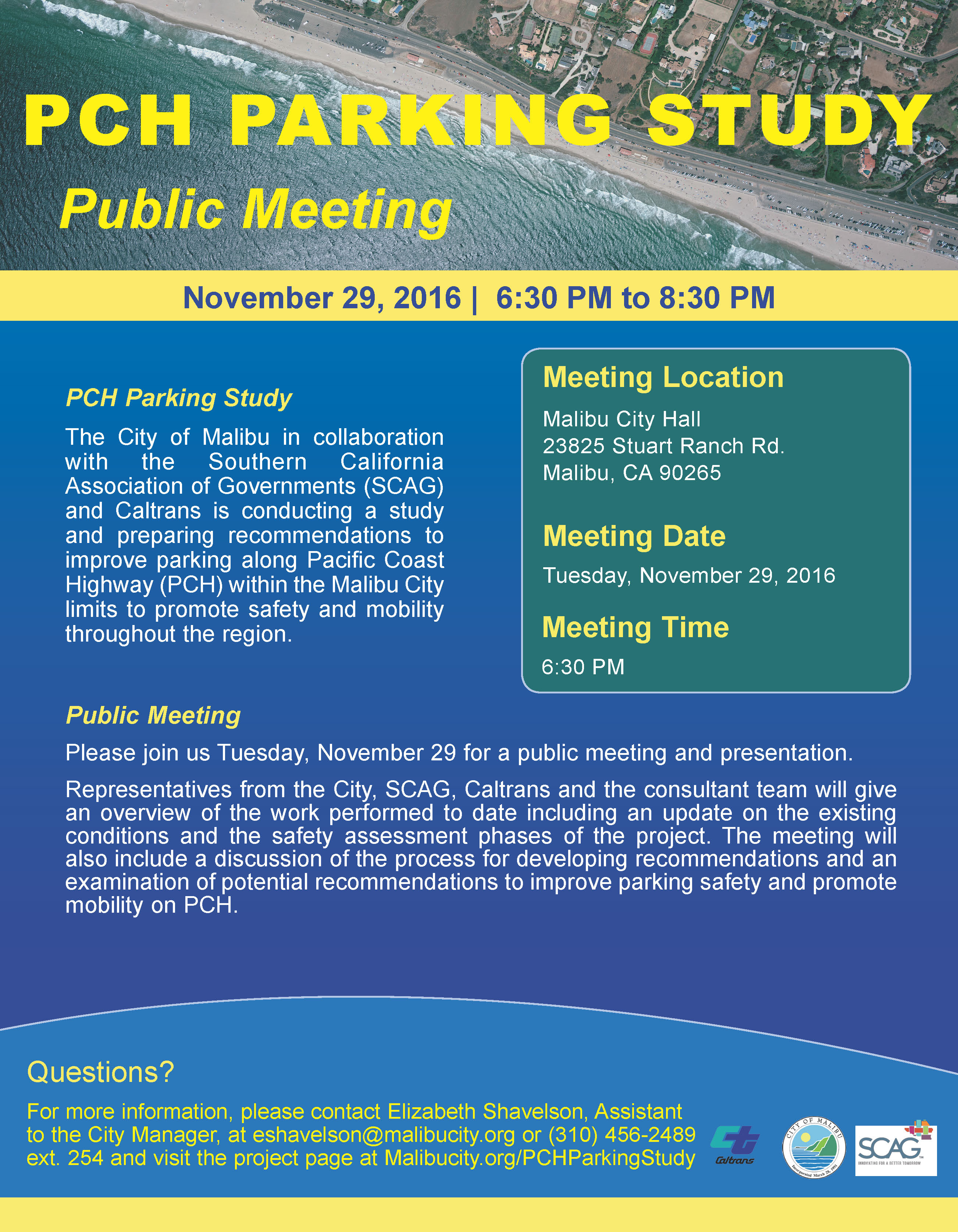 PCH Parking Study Meeting Flyer