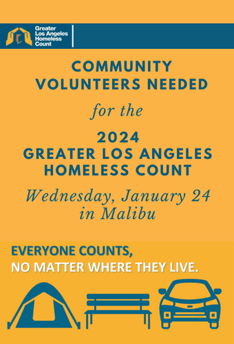 City of Malibu - volunteers needed for 2024 Homeless Count in Malibu, Jan. 24