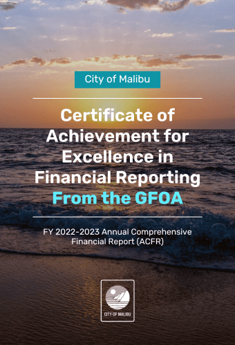 ACFR award for Malibu with ocean photo as background