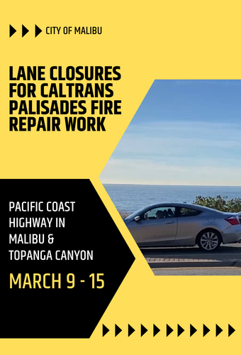 Graphic of cars traveling on Pacific Coast Highway in Malibu